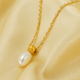 Cwaje1962_Simple Pearl Pendant Necklace Gold