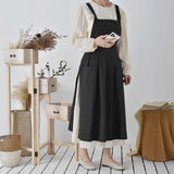 COTTON SOLID COLOR ADJUSTABLE APRONS WITH POCKETS_CWMM3298