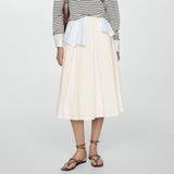 PLEATED SKIRT HIGH WAIST ZIPPER LONGSKIRTMIDISKIRT_CWBSS0419