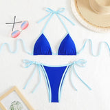 SOLID COLOR BIKINI SET SEXY TIE SIDE SWIMSUIT_CWMW0915