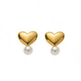 Trendy Irregular Heart Pearl Earrings 18K Gold