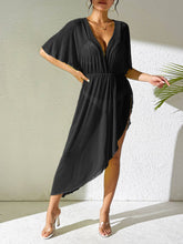 See-Through Mesh Bat Sleeve Waist Dress