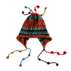 COLORFUL BALL EARFLAP LACE UP TASSEL KNITTED HAT_CWAH2061