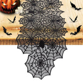 HALLOWEEN BLACK HORROR SPIDER WEB TABLE RUNNER_CWMM1724