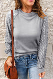 Waffle Grey Patchwork Long Sleeve T-Shirt