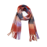 PLAID PATTERN FRINGE TRIM WINTER SCARF_CWASC2691
