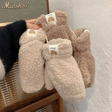 CUTE BEAR FLEECE MITTENS WARM NECK STRAP GLOVES_CWAG0178