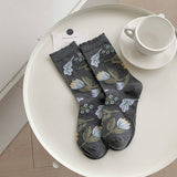 RETRO NICHE DESIGN PRINTED FLOWER SOCKS_CWMS0957