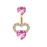 SWEETHEART PINK CZ BELLY RING FOR PIERCING_CWMM9236