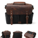 Vintage Waxed Canvas Camera Satchel With Leather_Cwab5572