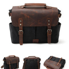 Vintage Waxed Canvas Camera Satchel With Leather_Cwab5572