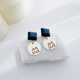 SIMPLE KLEIN BLUE CUTE CAT EARRINGS_CWAJE1645