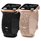 ENGRAVED CHECKERED SILICONE APPLE WATCH9 1 STRAP_CWASC1562