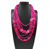 MULTI LAYERED IRREGULAR WOODEN BEADS NECKLACE_CWMM4556