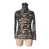 STYLISH ZEBRA PRINT MESH HIGH NECK FITTED TOP_CWTBLL3425