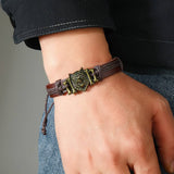 Vintage Braided Wolf Head Leather Bracelet_Cwmm4477