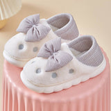 BOW DECOR MINIMALIST FLUFFY BEDROOM SLIPPERS_CWSHS0238