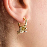 FASHIONABLE GOLD HOOP BRAID EARRINGS_CWAJE5127