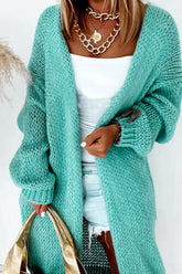 Cwocal00569_Long Loose Long-Sleeved Knitted Cardigan