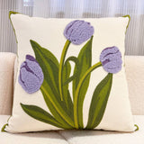 Tulip Embroidered Cute Pillow Cover For Bed Sofa_Cwmm7704