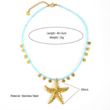 OCEAN STYLE FLOWER NECKLACE WITH STARFISH CHARM_CWMM8825
