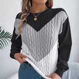 Twisted Floral Contrast Color Crew Neck Sweater