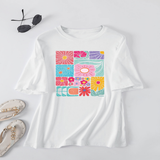 Womens Loose Fit Tee With Colorful Flowers_Cwtts1466