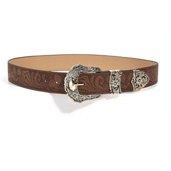 Cwabe0548_Brown Textured Printed Belt
