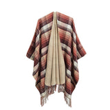 MULTI COLOR SPLIT SHAWL CLOAK WITH GRADIENT LINES_CWASC0317