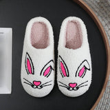 RABBIT PRINT EMBROIDERED COTTON SLIPPERS_CWSHS0866