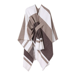 COLORBLOCKED AND BARRED CAPE WITH OUTER CAPE_CWASC2165
