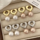 Valentines Day Fashion Retro Heart Pearl Earrings