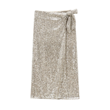 SEQUIN WRAP SKIRT FRENCH CHIC STYLE FOR WOMEN_CWDSD8353