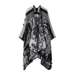 CAPE DARK DOUBLE SIDED WARM OUTER WEAR THICK SHAWL_CWASC2125
