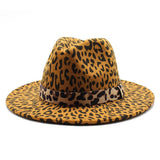 FASHION LEOPARD PRINT WOOLEN HAT JAZZ HAT FELT HAT_CWAH2568