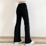 Solid Color High-Waisted Slim Long Casual Pants
