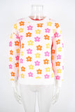 Versatile Flower-Printed Warm Threaded Sweater
