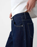 Wash Wide-Leg Mid-Waist Straight-Leg Pants