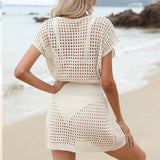 KNITTED HOLLOW BEACH DRESS BEACH COVER UP_CWMM1220