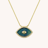 BOHEMIAN EVIL EYE COLORFUL OIL DROP NECKLACE_CWMM3926