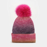 GRADIENT WARM POM POM KNITTED HAT_CWAH1618
