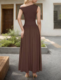 Womens One-Shoulder Pocketed Sleeveless Dress