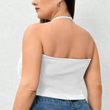 Solid Colored Knit Halter Tank Top