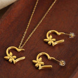 HEART BUTTERFLY FLOWER DESIGN EARRINGS NECKLACE_CWAJE1079