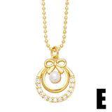 FLOWER PEARL INLAID ZIRCONIUM PENDANT NECKLACE_CWAJE0904