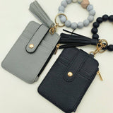 SILICONE BRACELET LEATHER WALLET TASSEL KEYCHAIN_CWAJE0659
