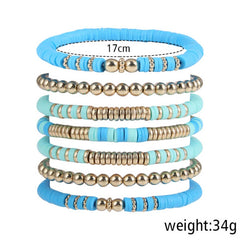 Vintage Clay Round Bead Bracelet Set Jewelry_Cwmm3513