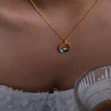 BLUE BUTTERFLY TITANIUM STEEL NECKLACE EARRINGS_CWAJE1085