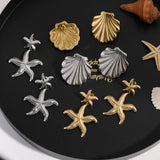 DESIGN STAINLESS STEEL SHELL STARFISH EARRINGS_CWMM5730