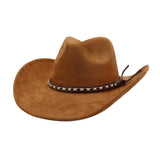 SOFT SUEDE WESTERN COWBOY FEDORA HAT ETHNIC STYLE_CWAH04401